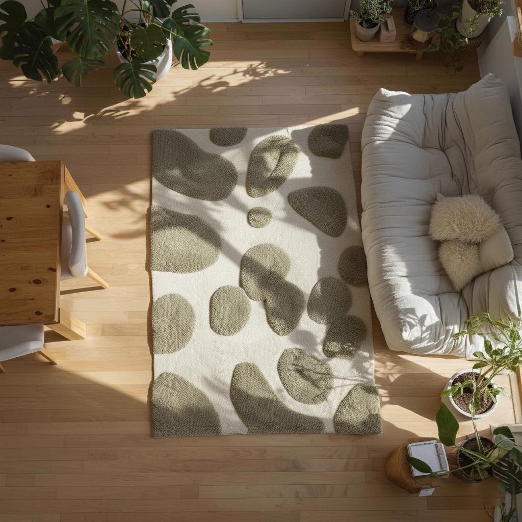 3D Pebble Design Area Rug: Plush Modern Scandinavian Decor