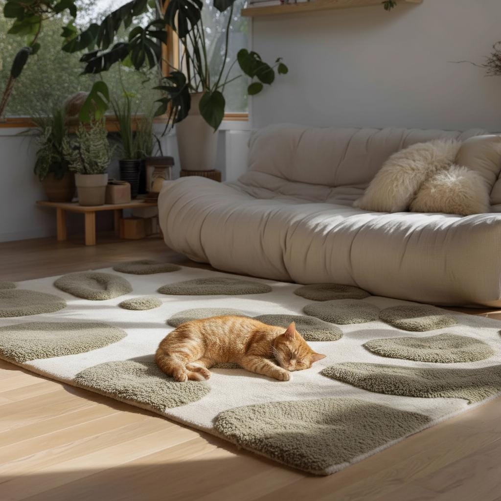 3D Pebble Design Area Rug: Plush Modern Scandinavian Decor