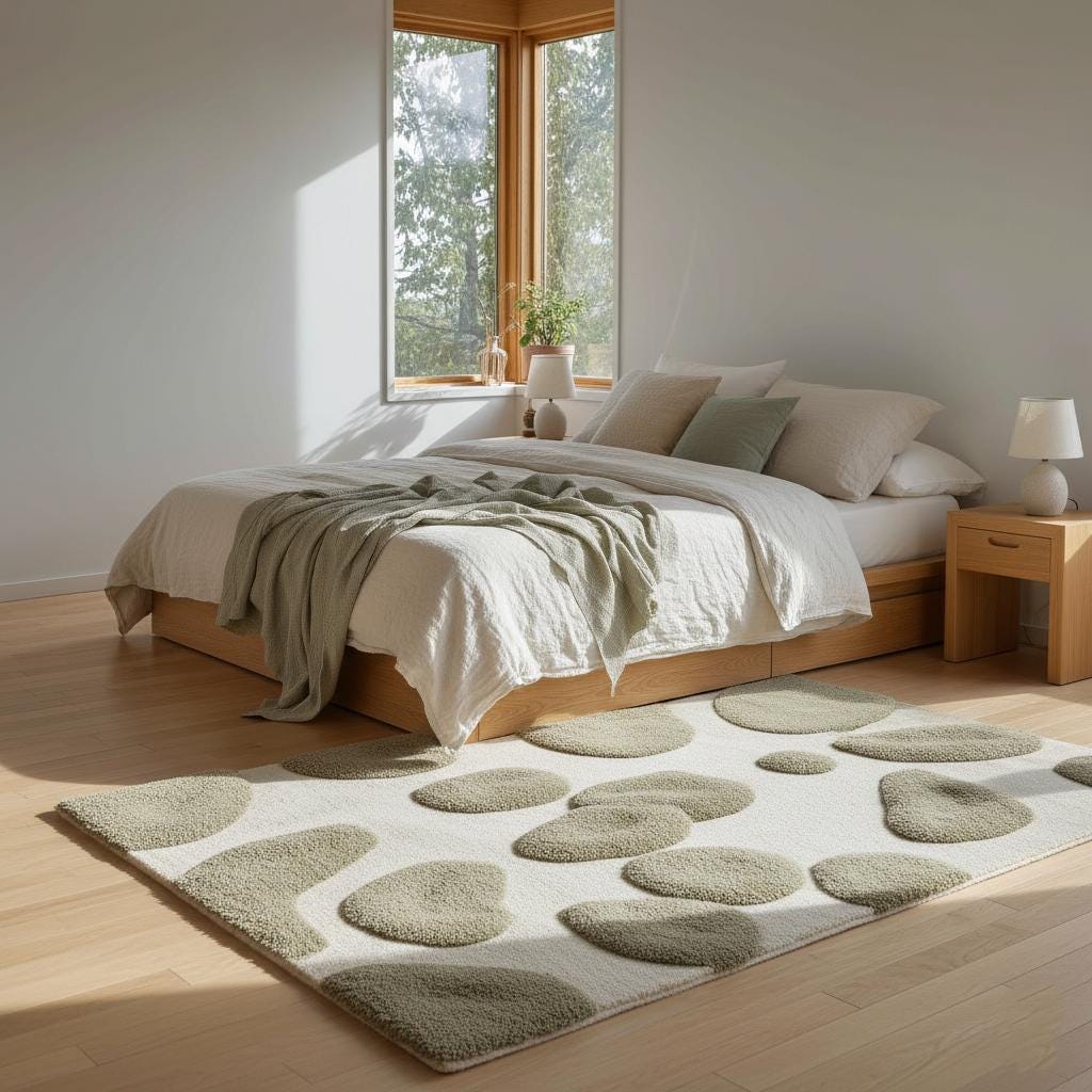 3D Pebble Design Area Rug: Plush Modern Scandinavian Decor
