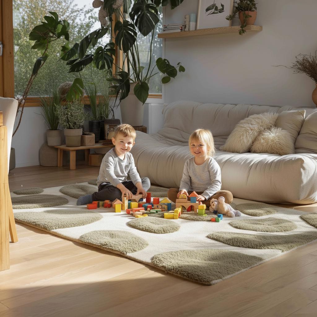 3D Pebble Design Area Rug: Plush Modern Scandinavian Decor