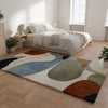 Hand-Tufted Wool Blend Rug: Abstract Geometric Design, Cream, Blue, Olive