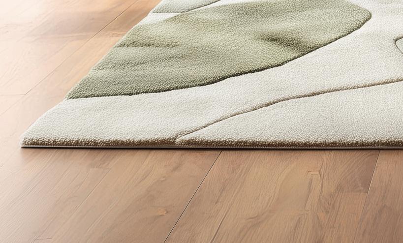 Handmade Wool Tufted Rug: Abstract Sage Green & Beige, 8x10