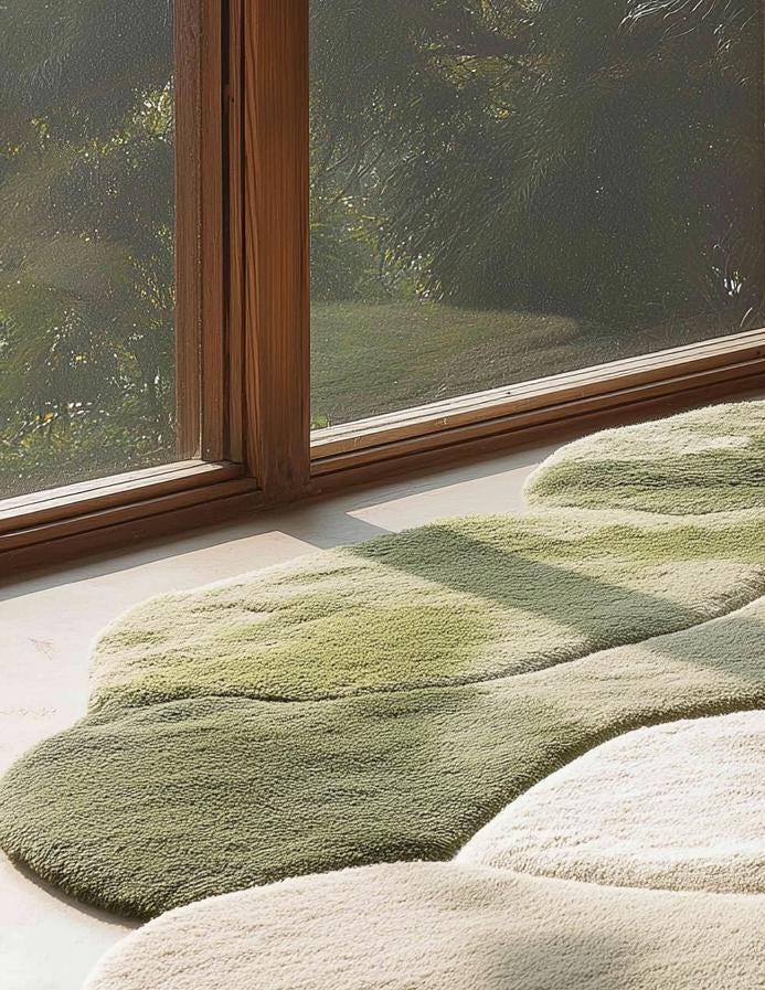 Handmade Moss Green Abstract Tufted Wool Rug - 8x8 Feet