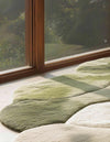 Handmade Moss Green Abstract Tufted Wool Rug - 8x8 Feet