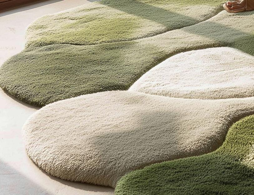 Handmade Moss Green Abstract Tufted Wool Rug - 8x8 Feet