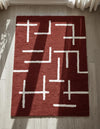 Mid-Century Modern Hand-Tufted Wool Rug: Abstract Geometric Orange & Blue