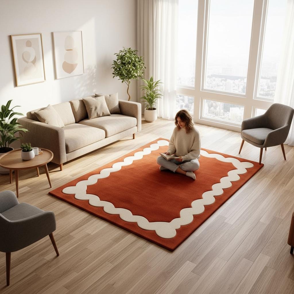Hand-Tufted Wool Shag Rug: Moroccan Abstract Geometric Decor