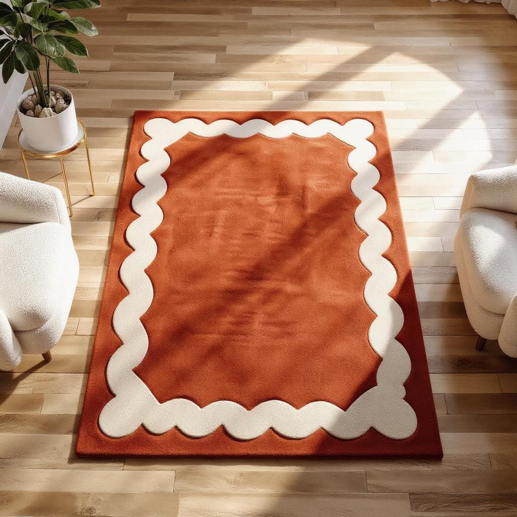 Hand-Tufted Wool Shag Rug: Moroccan Abstract Geometric Decor
