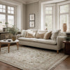 Hand-Knotted Oushak Rug: Floral Wool Area Rug, Beige & Cream