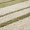 Green & Cream Striped Area Rug: Modern Botanical Pattern