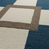 Modern Geometric Blue & Cream Area Rug — Statement Living Room Rug with Beige Square Accents