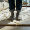 Handmade Wool Tufted Area Rug: Modern Beige Geometric Carpet