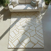 Handmade Wool Tufted Area Rug: Modern Beige Geometric Carpet