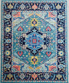 Hand-Knotted Oushak Area Rug: Wool Geometric Medallion, Persian Style