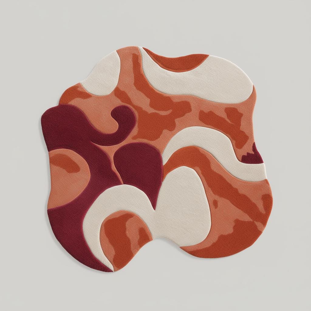 Retro Abstract Wavy Rug: 70s Groovy Tufted Area Carpet