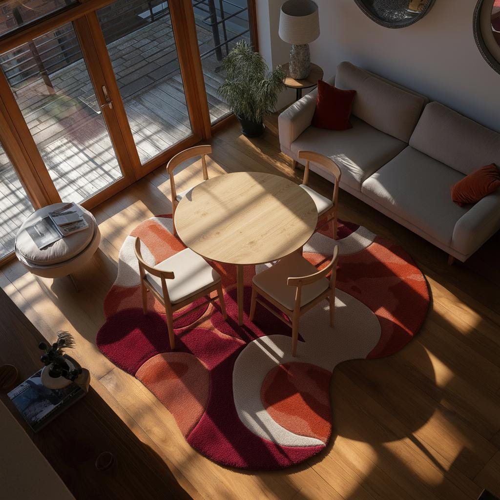 Retro Abstract Wavy Rug: 70s Groovy Tufted Area Carpet