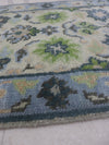 Handmade Oushak Wool Rug: Vintage Green & Blue Floral Carpet, 2x3 feet