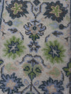 Handmade Oushak Wool Rug: Vintage Green & Blue Floral Carpet, 2x3 feet