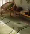 Handmade Green Leaf Wool Rug: Botanical Tufted Carpet (6x9 Feet