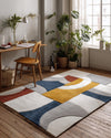Hand-Tufted Wool Area Rug: Modern Abstract Geometric Design