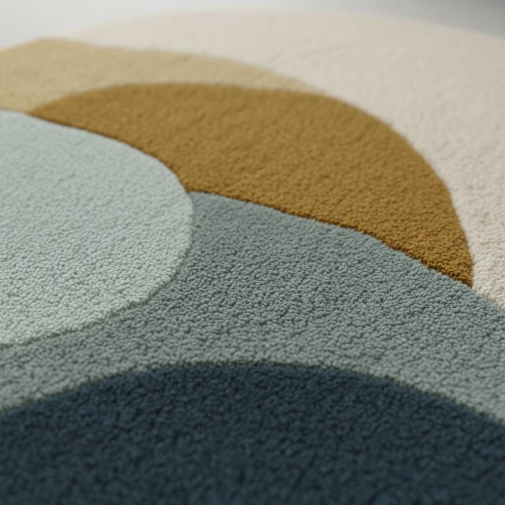 Handmade Round Wool Rug: Earth Tone Abstract, Modern Accent Decor