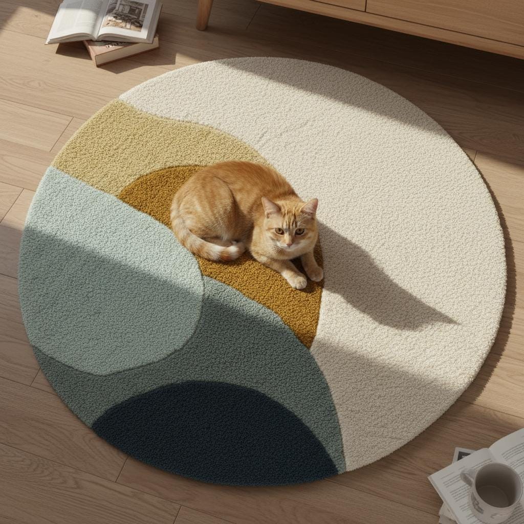 Handmade Round Wool Rug: Earth Tone Abstract, Modern Accent Decor