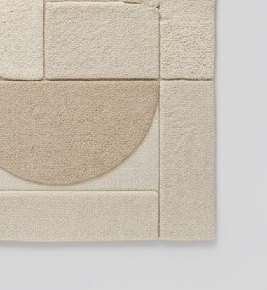 3D Textured Geometric Area Rug: Modern Beige & Cream Carpet