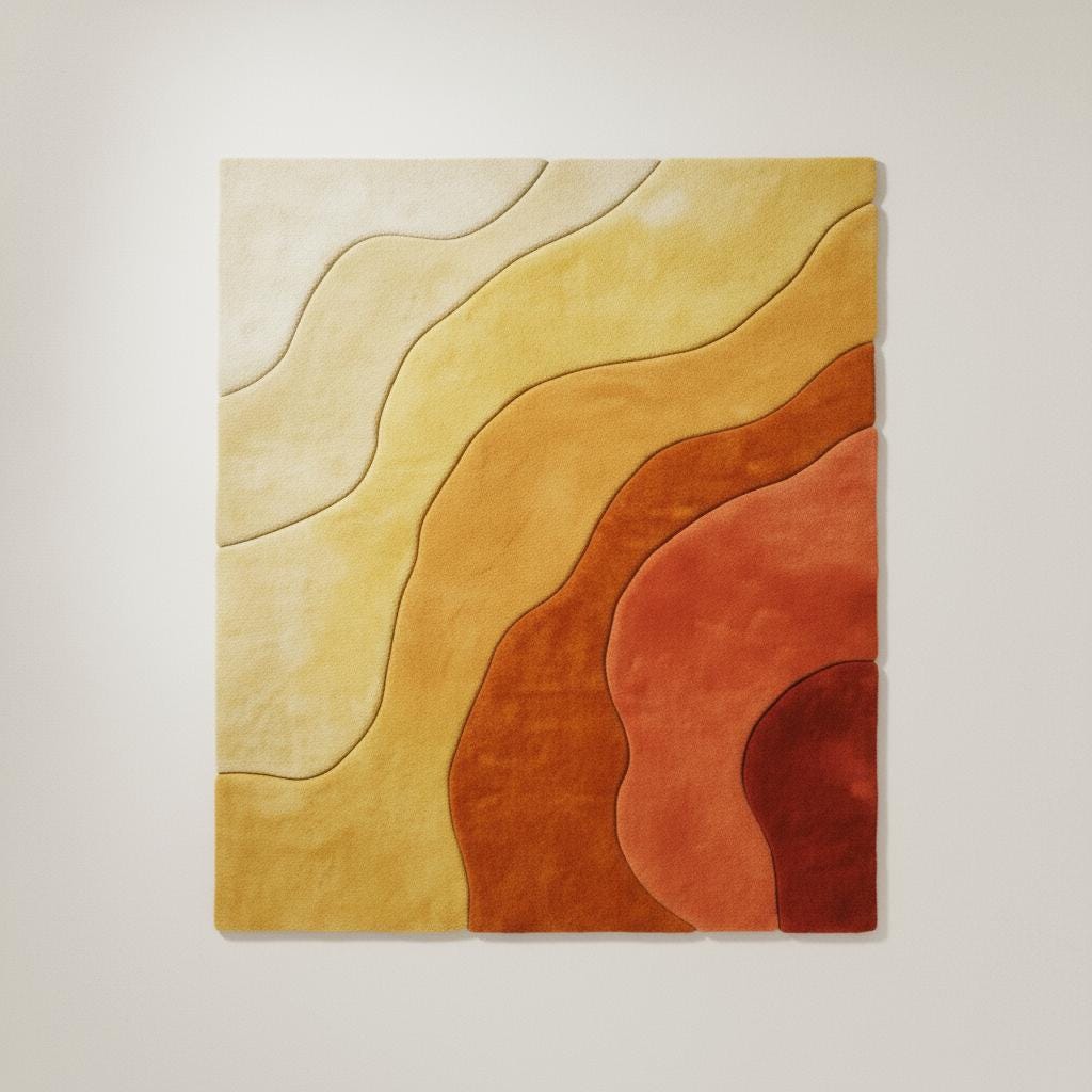 Hand-Tufted Wool Area Rug: Earth Tone Gradient, Wavy Design - 6x9 ft