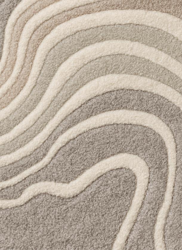Handmade Tufted Wool Area Rug: Abstract Grey Beige Carpet