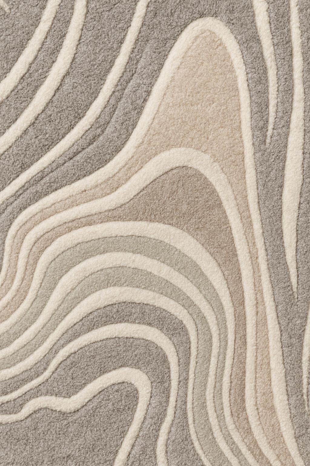 Handmade Tufted Wool Area Rug: Abstract Grey Beige Carpet