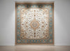 Hand-Knotted Wool Area Rug: Traditional Persian Floral Medallion Design