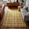 Handmade Yellow Wool Tufted Area Rug Soft Modern Geometric Grid Mid-Century Style 9x12 Feet