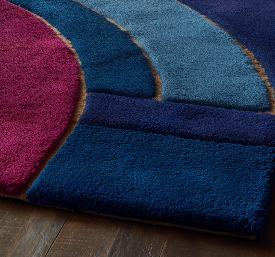 Geometric Hand-Tufted Wool Area Rug: Modern Colorful Abstract Design
