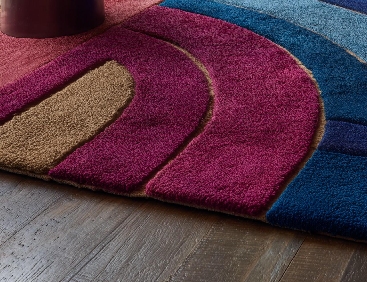 Geometric Hand-Tufted Wool Area Rug: Modern Colorful Abstract Design