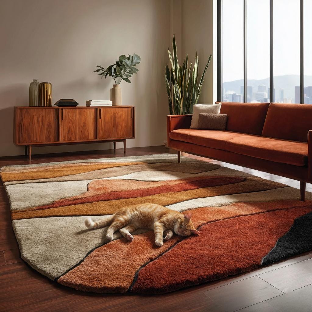 ABSTRACT AREA RUG - Modern Hand-Tufted Geometric Carpet 5x8 ft