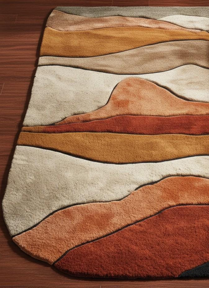 ABSTRACT AREA RUG - Modern Hand-Tufted Geometric Carpet 5x8 ft