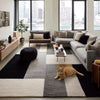 Handmade Geometric Wool Area Rug: Modern Black, Gray & Cream Carpet