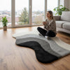 Abstract Wavy Tufted Wool Rug: Modern Neutral Black, Grey, Cream - 5x7 ft