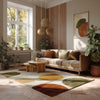 Mid-Century Modern Circle Area Rug: Hand-Tufted Wool-Blend Carpet