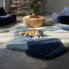 Handmade Blue Abstract Shag Rug: Plush Wool-Blend, Modern Design