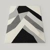 Modern Geometric Wool Rug: Black, White, Grey Abstract Design (6x9 ft)