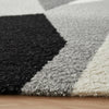 Modern Geometric Wool Rug: Black, White, Grey Abstract Design (6x9 ft)