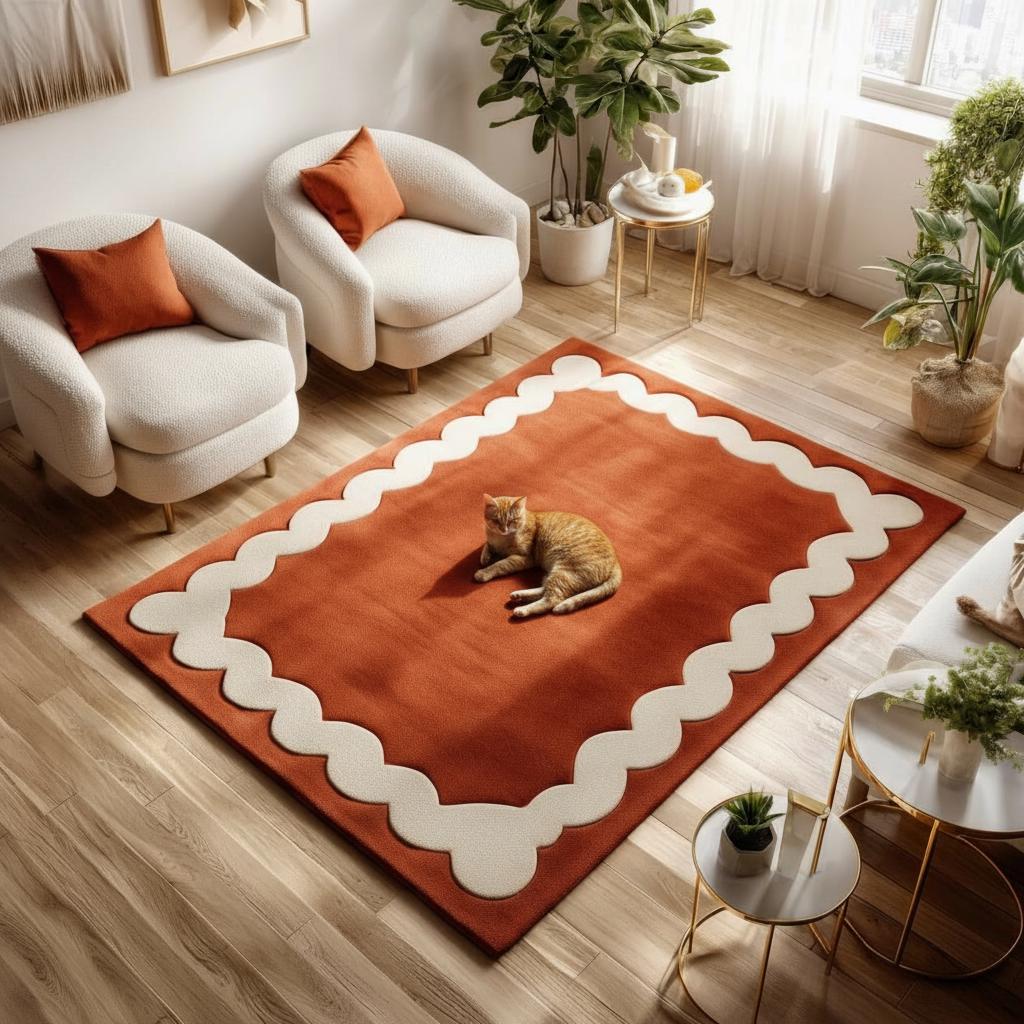 Hand-Tufted Wool Shag Rug: Moroccan Abstract Geometric Decor