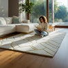Handmade Wool Tufted Area Rug: Modern Beige Geometric Carpet