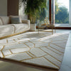 Handmade Wool Tufted Area Rug: Modern Beige Geometric Carpet