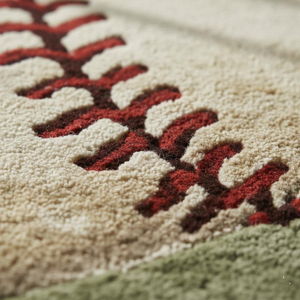 Handmade Wool Baseball Rug: Sports Nursery Decor, 8x10