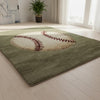 Handmade Wool Baseball Rug: Sports Nursery Decor, 8x10
