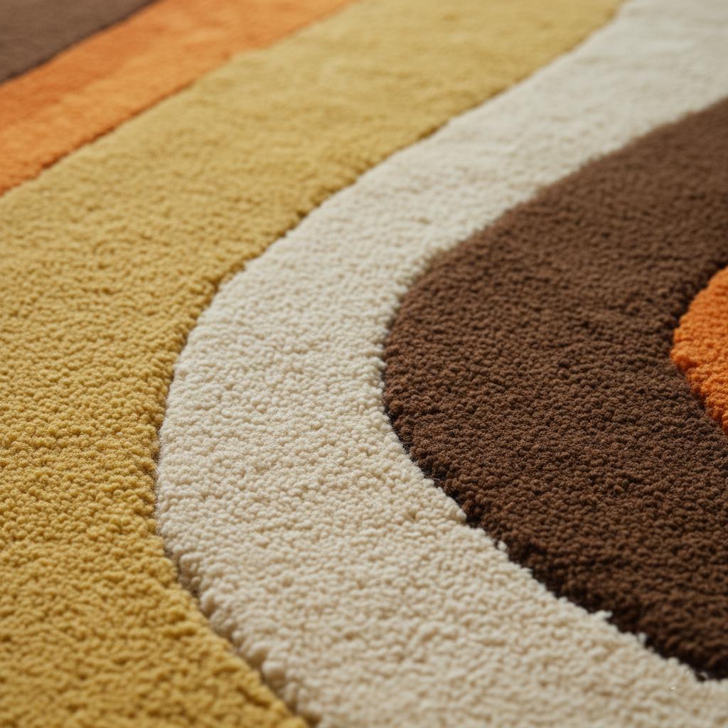 Retro 70s Wavy Wool Rug: Handmade Tufted Geometric Carpet