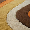 Retro 70s Wavy Wool Rug: Handmade Tufted Geometric Carpet