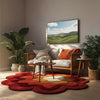 Retro Flower Shaped Rug: Tufted Boho Accent Carpet